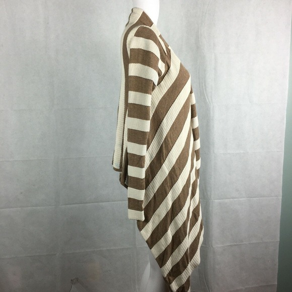 Neve Cardigan Womens Sz‎ S Brown Ivory Striped Flowy Open Sweater Cotton - Picture 4 of 10